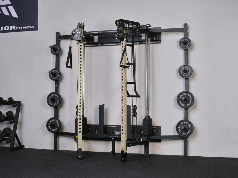Major Fitness Lightning F35 Pro Wall Mounted Folding Power Rack All-In-One Home Gym