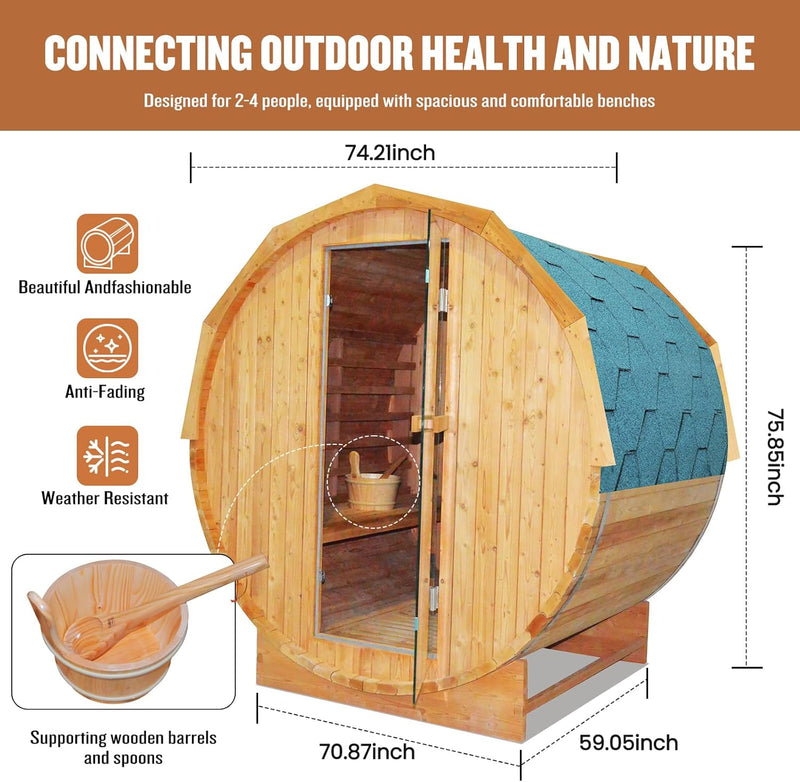 Outexer Outdoor Traditional Sauna 4-5 Person
